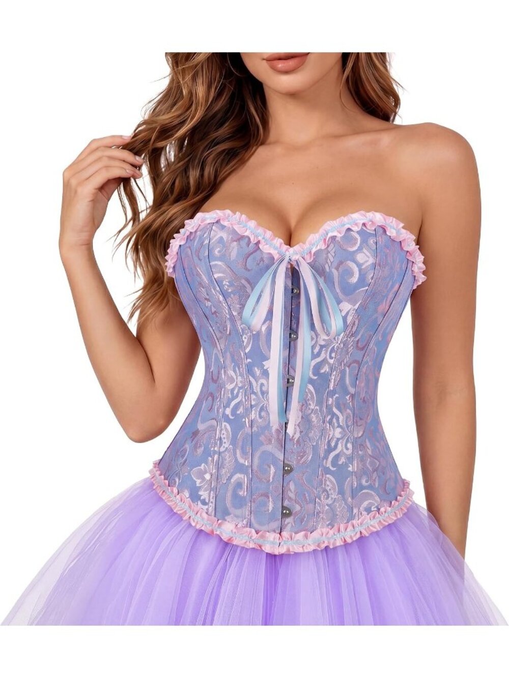 Women's Black Rose Polyester Sweetheart Neck Renaissance Lace Up Corset Top